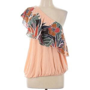 Free People One-Shoulder Tank NEW with Tags Coral Floral Tropical Summer